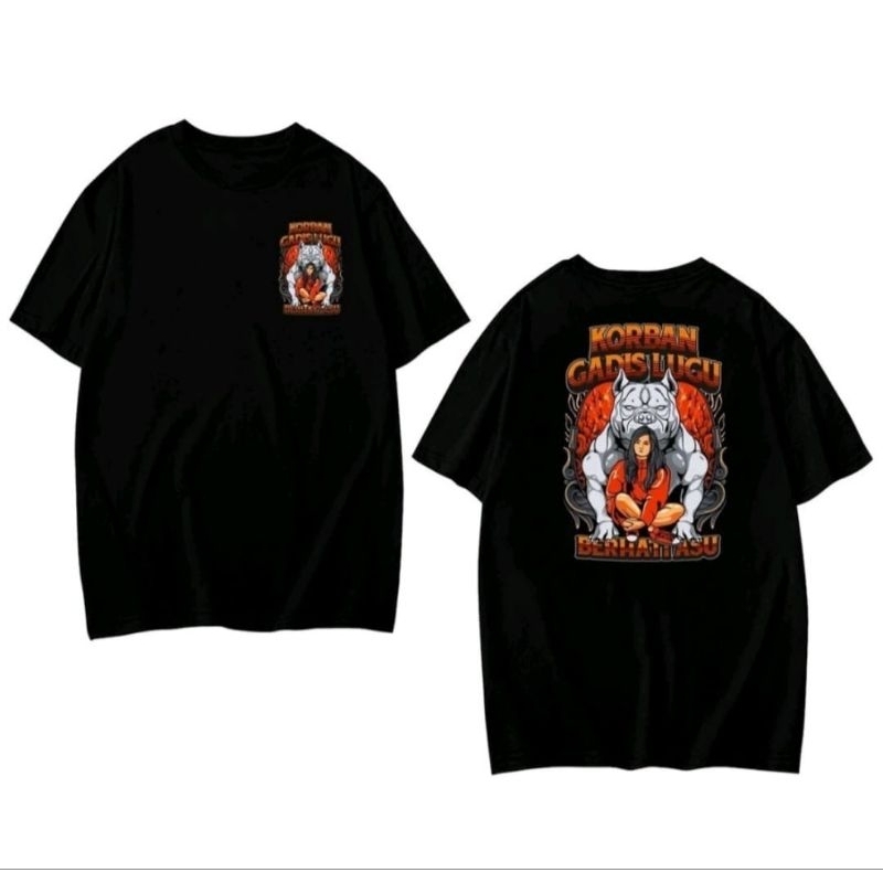 KAOS KORBAN GADIS LUGU BERHATI ASU DTF MERAH