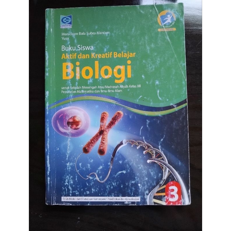 buku biologi kelas 12 XII 3 SMA BEKAS