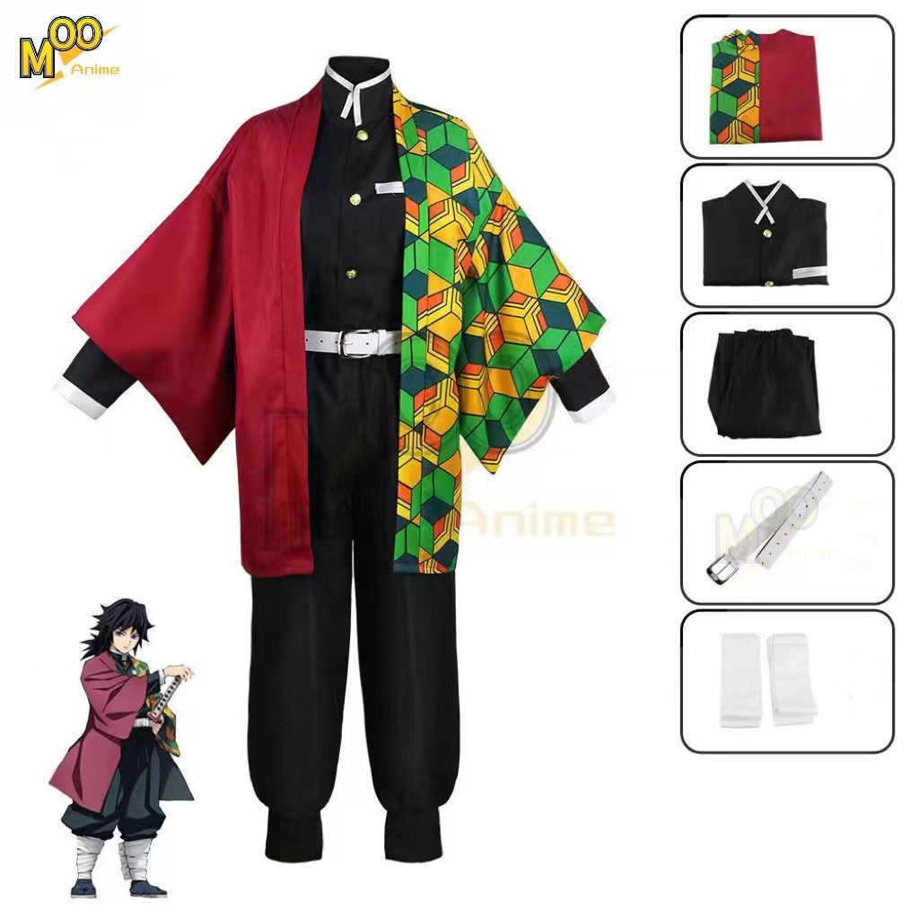 Demon Slayer kimetsu no yaiba cosplay costume Tomioka Giyuu cosplay costume and wig and haori Anime 