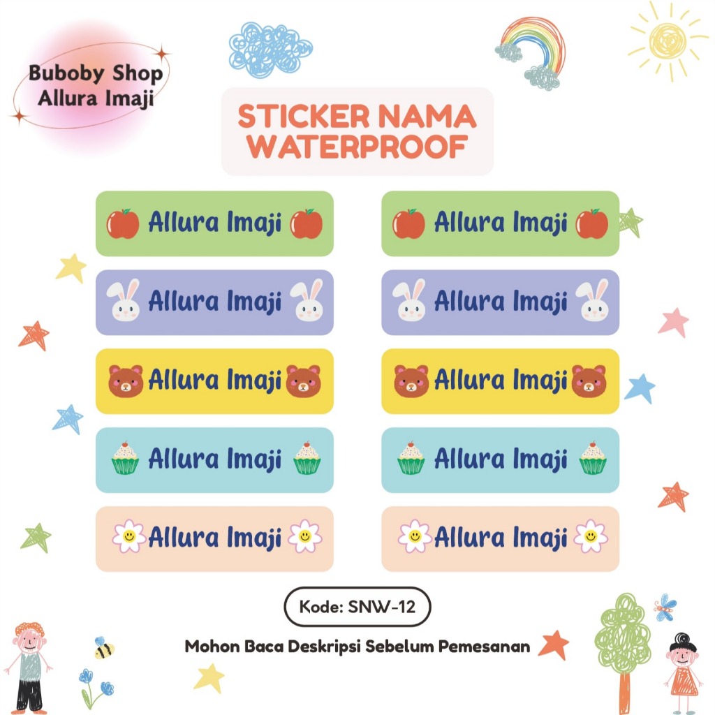 

Sticker Nama Waterproof SNW-12