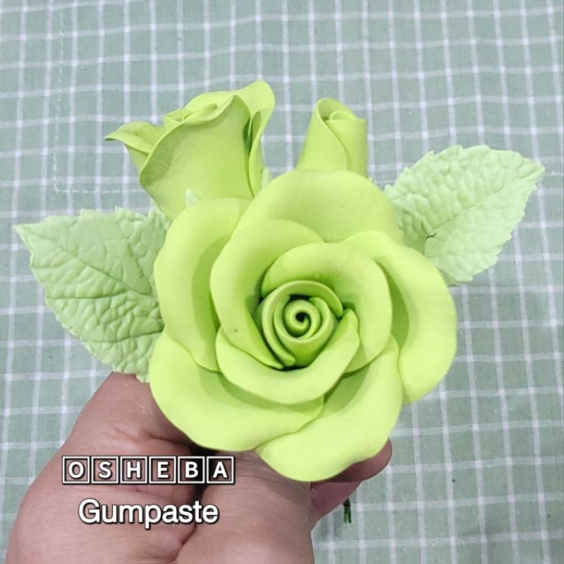 

[osheba] gumpaste bunga mawar OR 5 set warna hijau