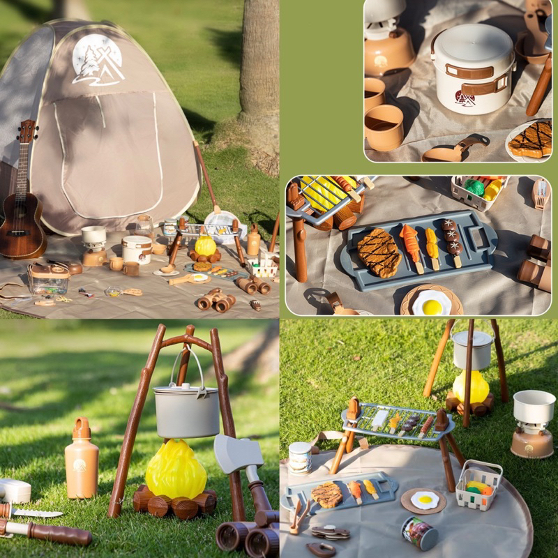 24Hcamping set pretend/camping anak/kemah anak tenda/Camping Set Pretend Play With Cooking Utensil