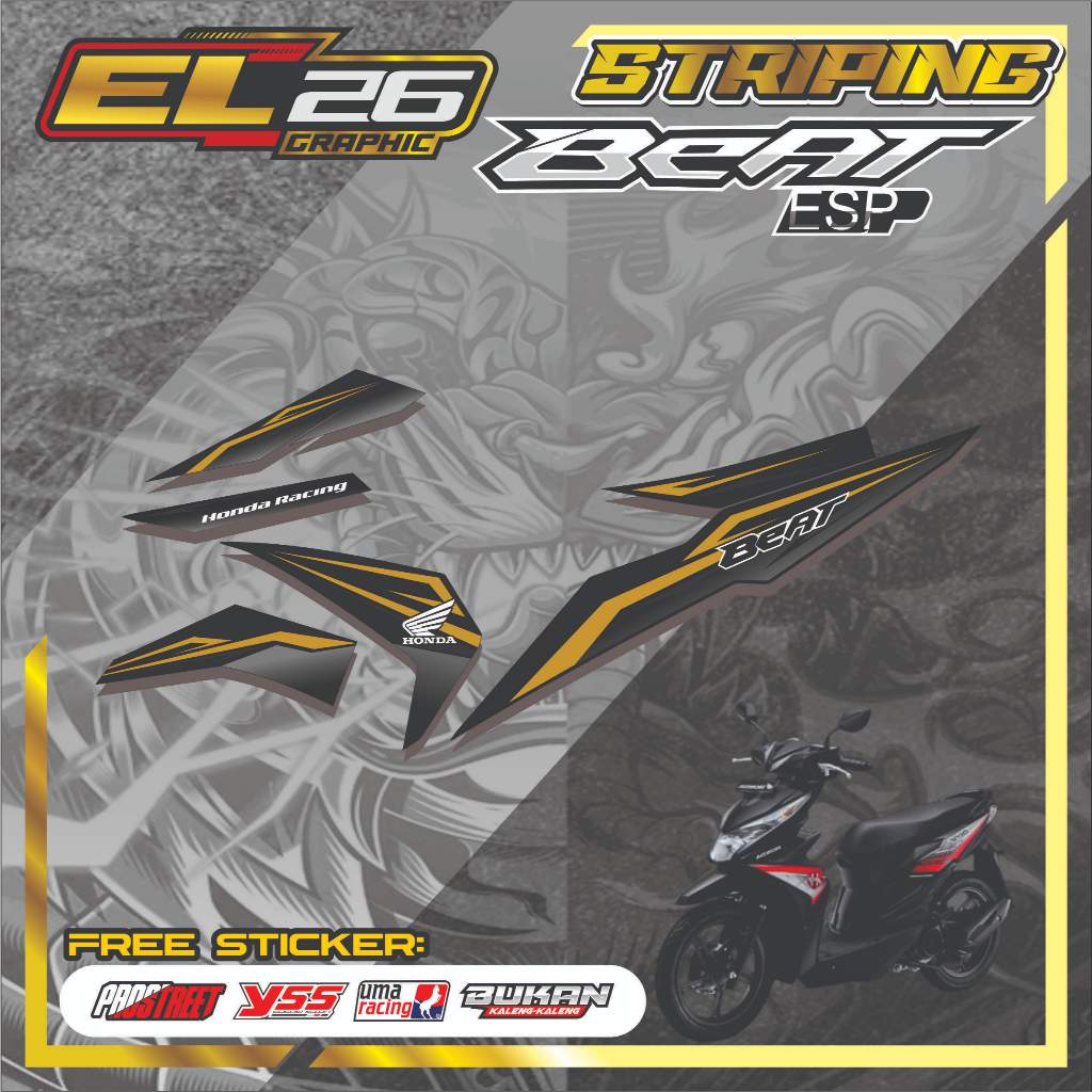 419 STRIPING STICKER BEAT ESP - STRIPING HONDA BEAT ESP MOTIF SIMPLE GRAPIC