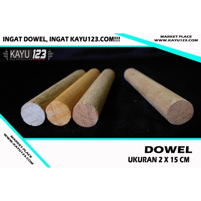 DOWEL KAYU STIK KAYU BULAT GAGANG SAPU 2 CM X PANJANG 15 CM