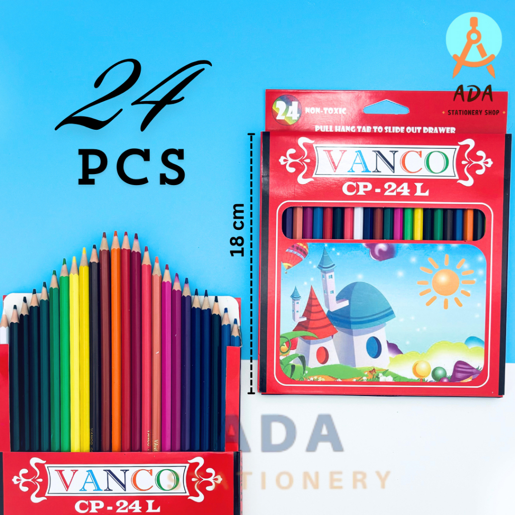 

PENSIL WARNA (12 warna dan 24 warna ) VANCO (L) / CP-24L/ CP-12L/PENSIL WARNA PANJANG