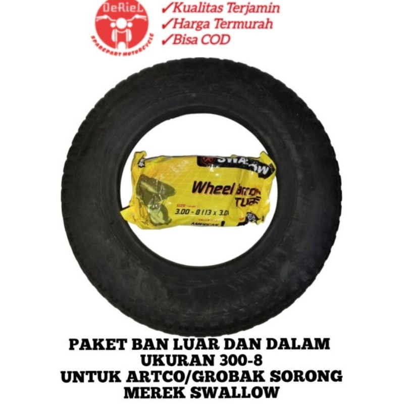 BAN ARTCO GROBAK SORONG SWALLOW BAN DALAM ARTCO SWALLOW DAN BAN LUAR ARTCO SWALLOW UKURAN 3.00-8