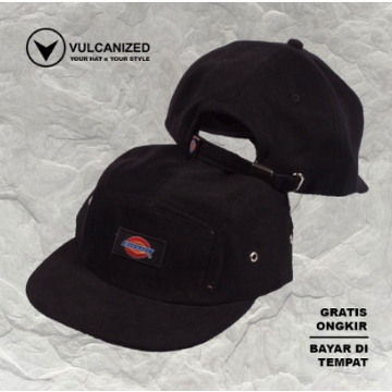 Topi lima panel dickies pria wanita cap bordir woven original topi 5 panel - topi 5 panel - five pan