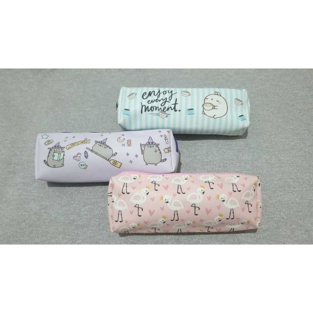 

TCW Tempat pensil tepak dewasa with motif flamingo Pusheen and Mochi pencil case