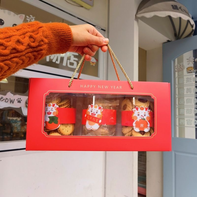 Box Imlek 3 Toples  Dus Imlek Bolu Gulung Kotak Kue Polos