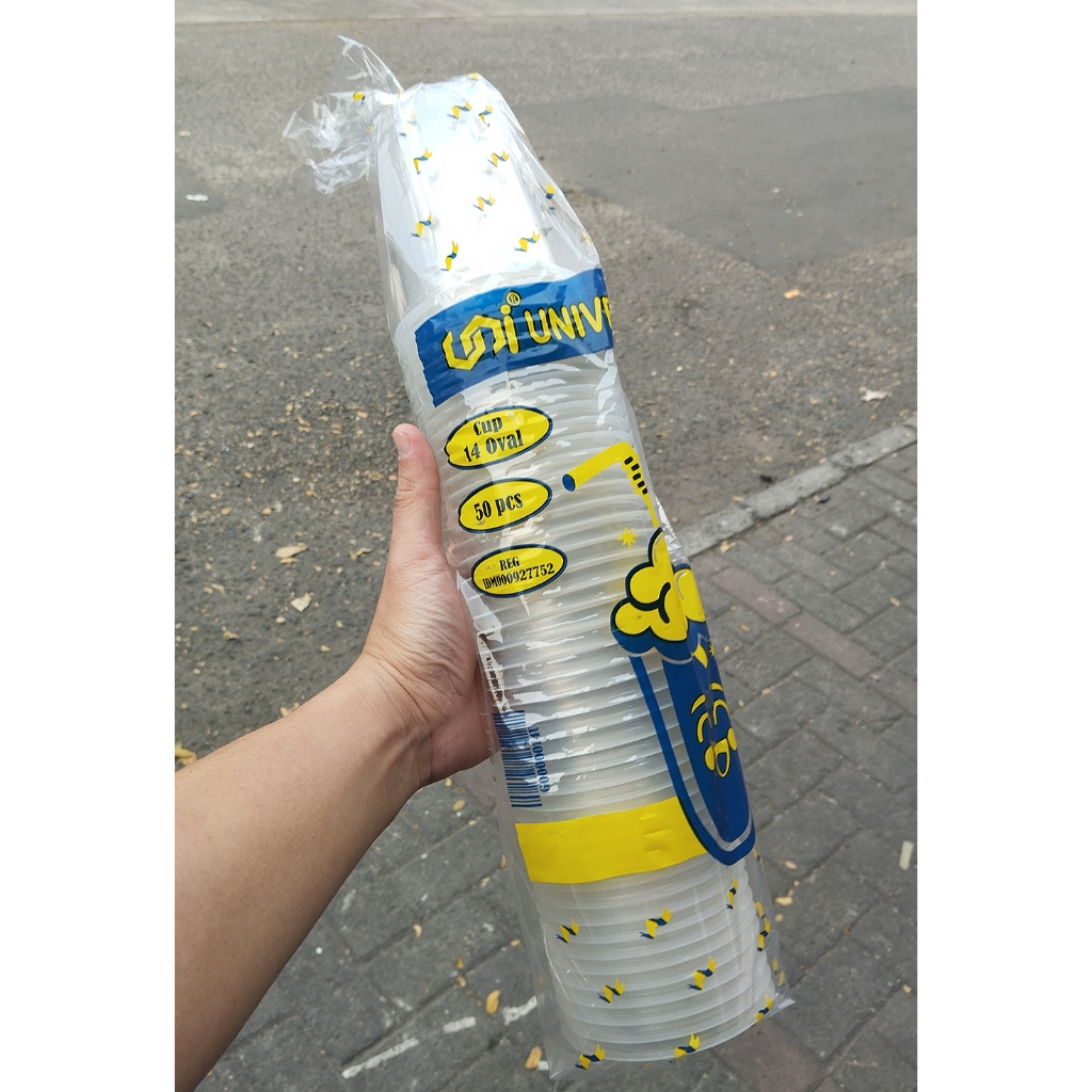 Gelas Oval 14oz Cup Oval 14 Oz Gelas Plastik Bulat ( 50 Pcs )
