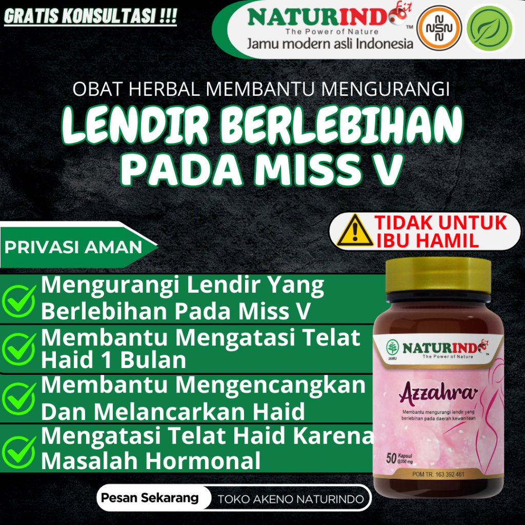 Herbal Azzahra Naturindo Spesial Kewanitaan Atasi Lendir Yang Berlebihan Pada Daerah Kewanitaan