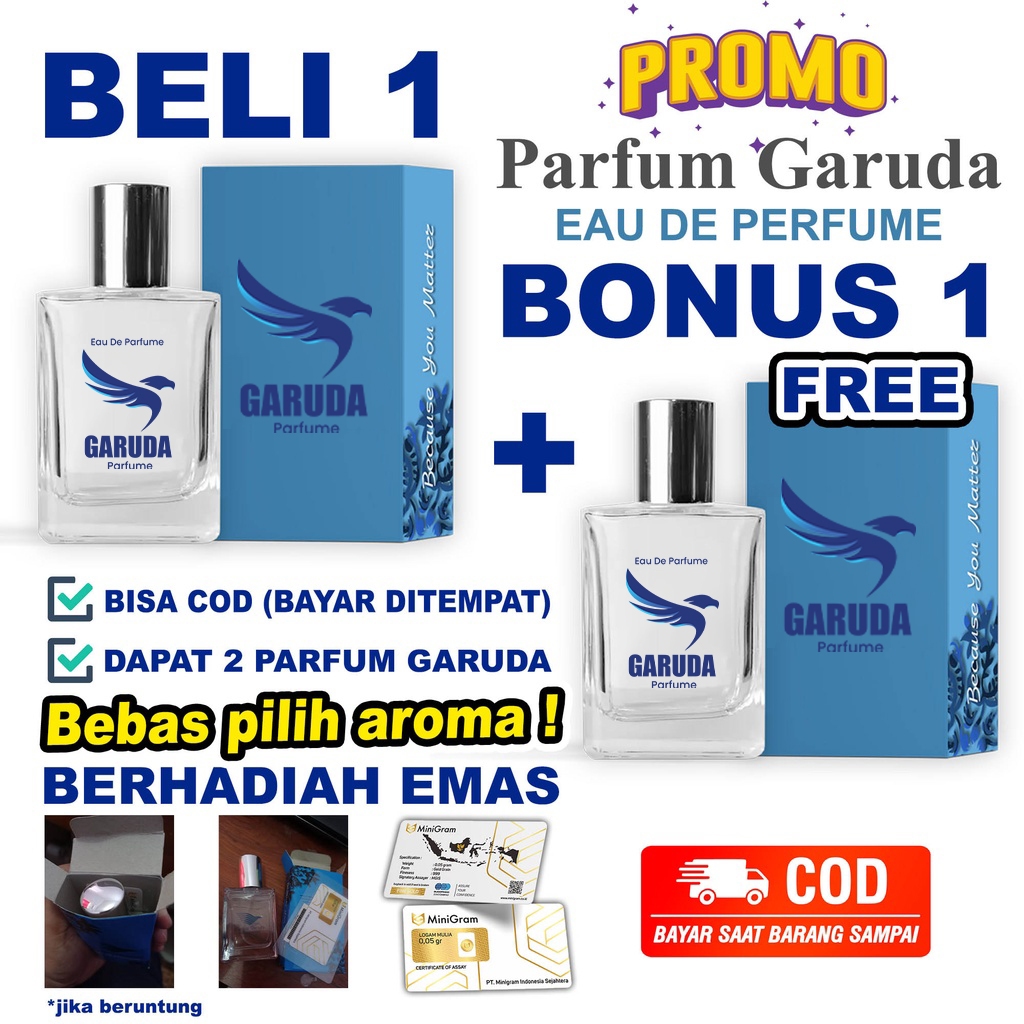 PARFUM GARUDA COD BELI 1 BONUS 1 BUY 1 GET 1 ORIGINAL INDONESIA BERHADIAH EMAS BEBAS PILIH BONUSNYA 