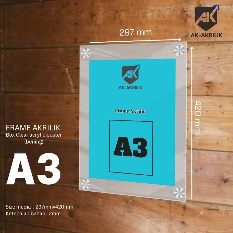 Sign board acrylic pin stainless Frame poster Iklan brosur dinding Sign Board Holder Qris Menu wall 