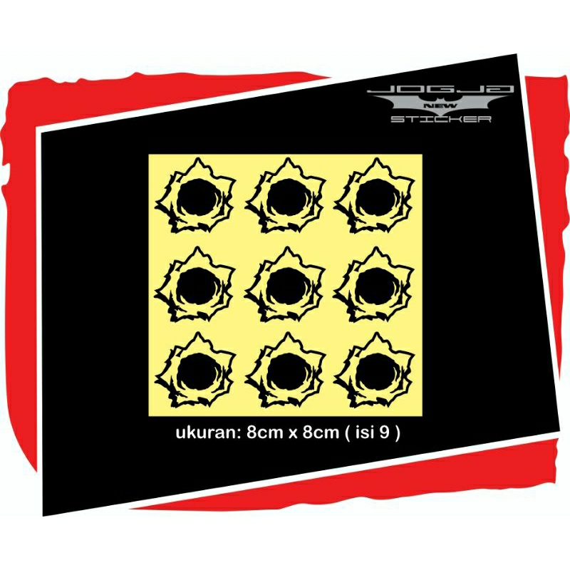 

Sticker Lubang Tembak Bagus Murah dan Berkualitas, Original cutting. warna Phospor (nyala jika kena cahaya)