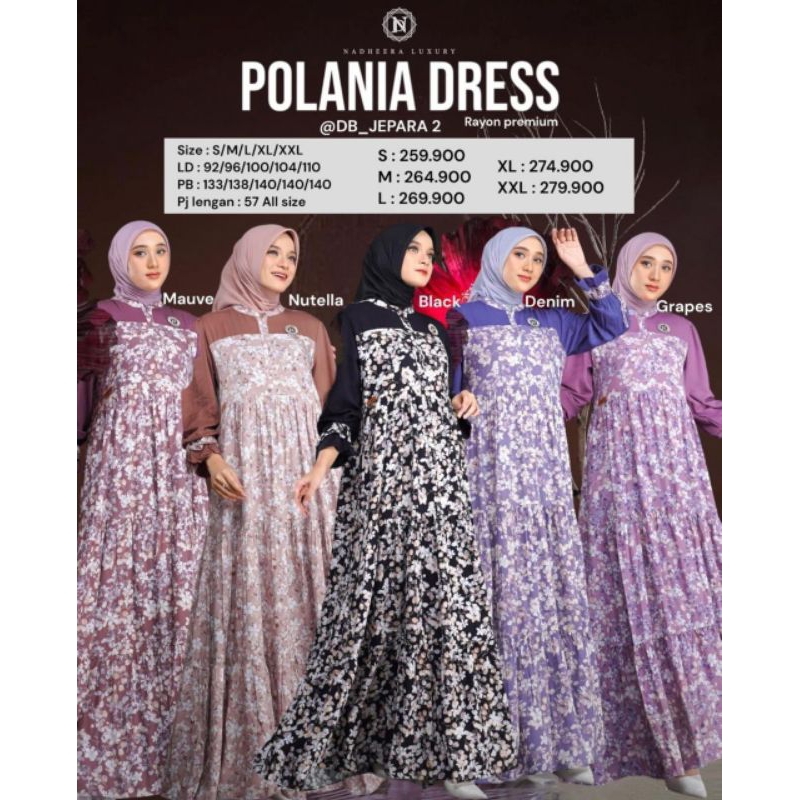 POLANIA DRESS MOM POLANIA MIDI POLANIA KIDS Gamis Couple Terbaru by Nadheera Luxury
