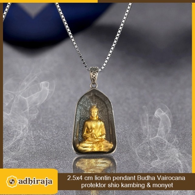 Liontin/Kalung pendant buddha vairocana protektor 2.5x4 cm (shio kambing&monyet)