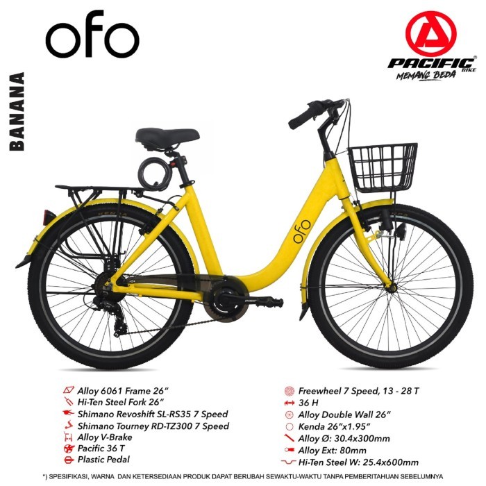 CTB 26 Pacific Ofo Sepeda Mini Perembuan Remaja Dewasa 26 Inch Pacific OFO