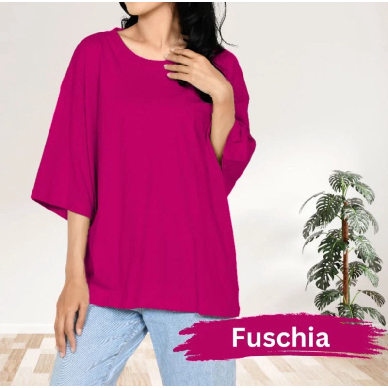 Kaos Jumbo Fuschia Plain Cotton Combed 30s