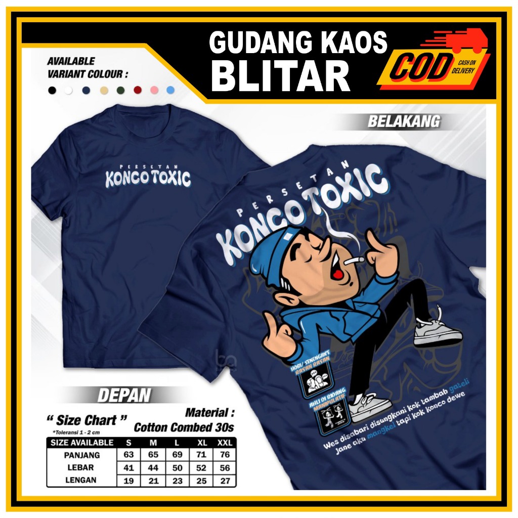 Kaos Dewasa Bahan Katun Ukuran Jumbo Baju Sindiran KONCO TOXIC Tsirt Pria Wanita Kaos Distro Lengan 