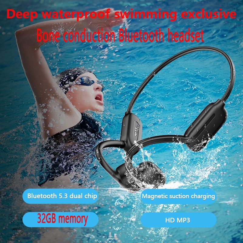 Xinke CS05 Swimming bone conduction earphones IPX8 wireless Bluetooth 32GB MP3 player high fidelity 