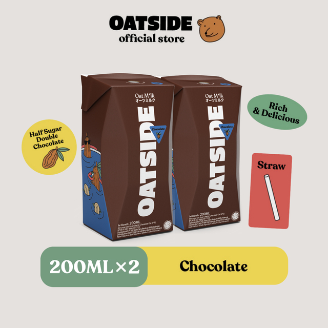 

OATSIDE Oat Milk Chocolate Straw (Kemasan dengan Sedotan) 200ml x 2 pcs