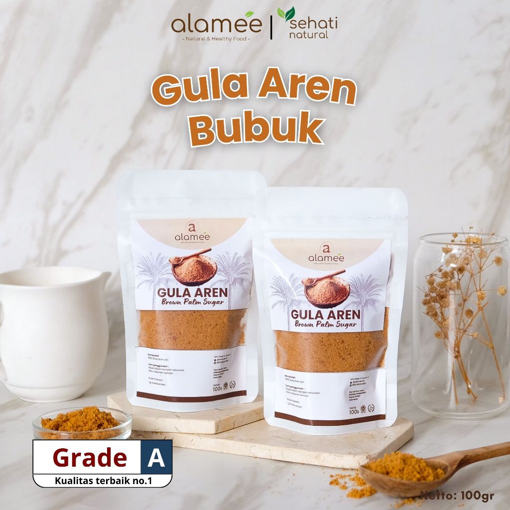 

Gula Aren Bubuk Palm Sugar Organic Non MSG Organik Premium Semut Powder Natural Pure Lezat 100gr