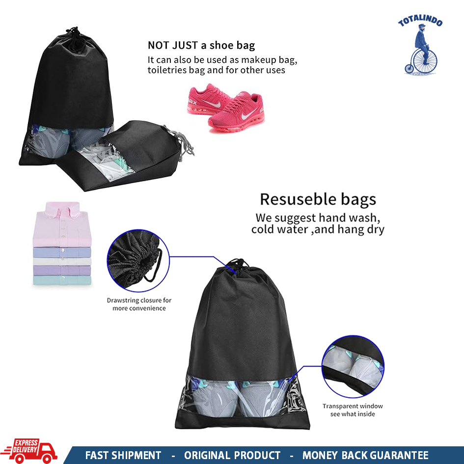 Tas Kantongan Sepatu Travel Bisa Simpan Baju Pakaian Bahan Spunbond Kain Serut Ukuran Jumbo