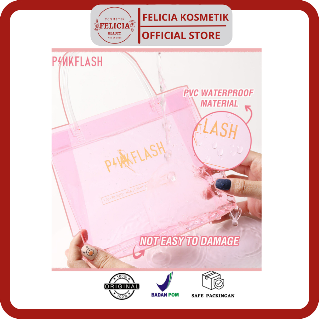 NUZ-PINKFLASH PVC PINK Handbag Bag Waterproof PVC Travel Pouch Cosmetic pouch Makeup Beauty Bag