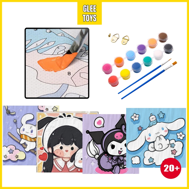 

GLee Paint By Number 20x20cm Kit Kartun DIY Painting Kit Canvas Paint By Number Digital Melukis