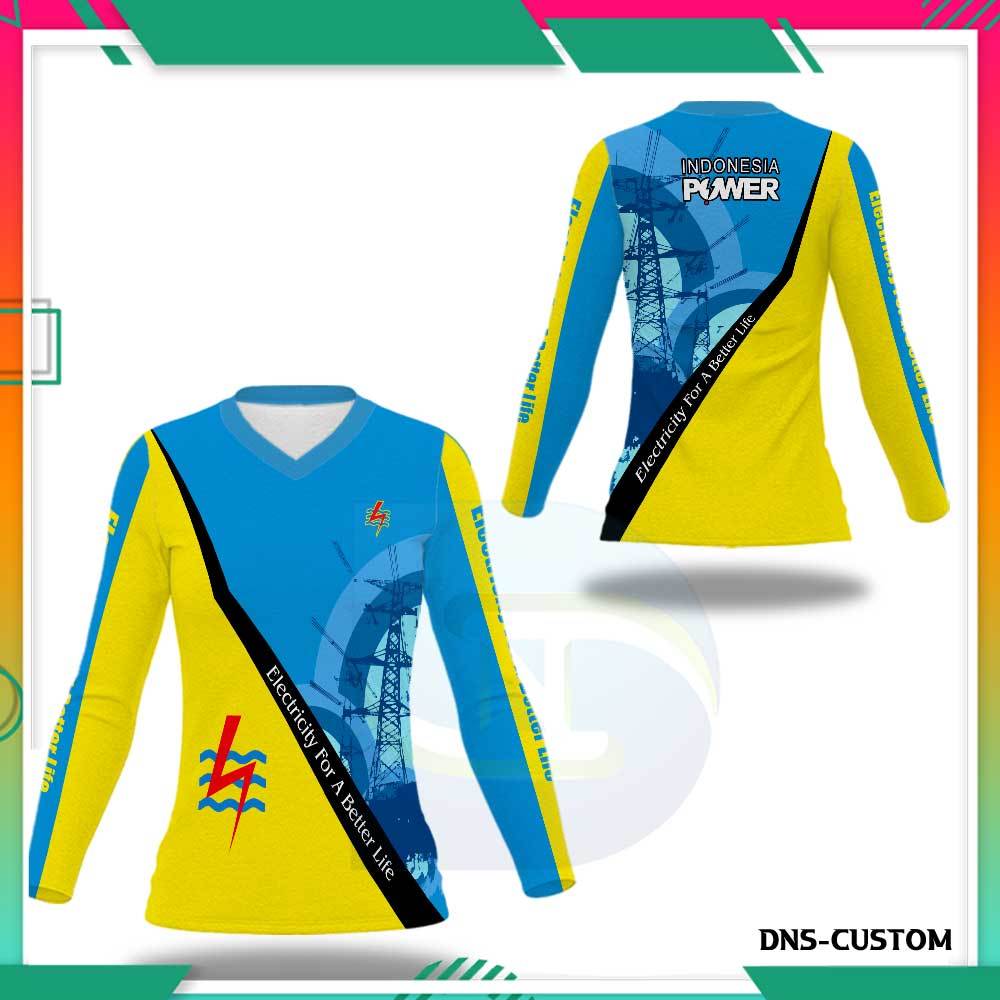 Baju PLN Lengan Panjang Wanita Custom New Kaos Jersey Wanita PLN Free Custom Nama