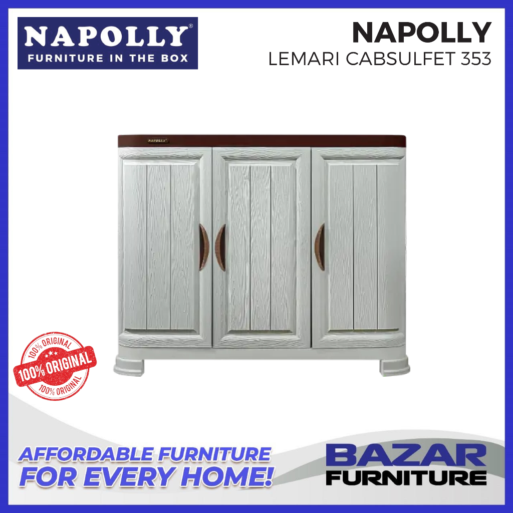 Napolly - Lemari TV Plastik Bufet Serbaguna Cabsulfet 353 Cabsulfet353 3 Pintu Rak Baju Dapur Serbag