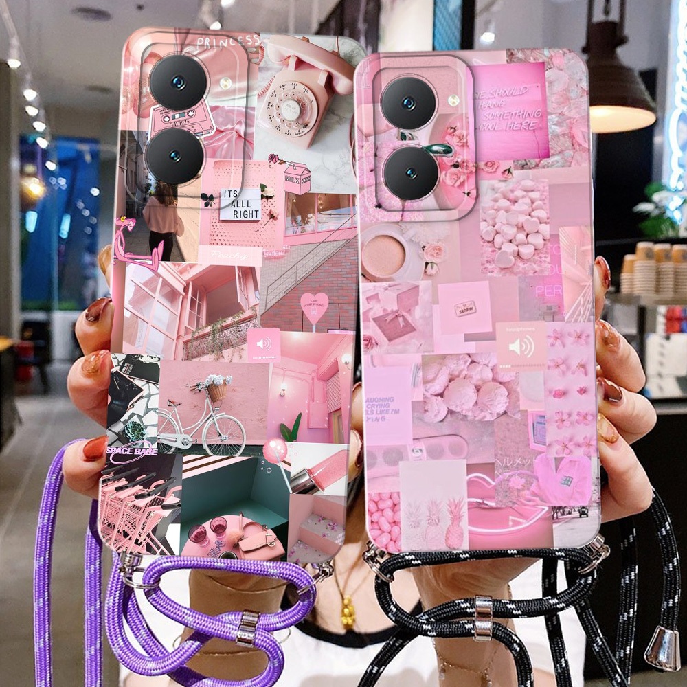 CM_Id8 Softcase Tali For Vivo Y03 Y02 Y15S Y35 Case Terabaru - Case Cantik - Case tali pink aestheti