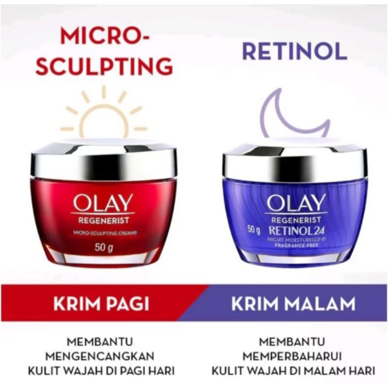 OLAY SET ANTI AGING OLAY REGENERIST DAY CREAM 50g + RETINOL NIGHT CREAM 50GR EXP 02/2028