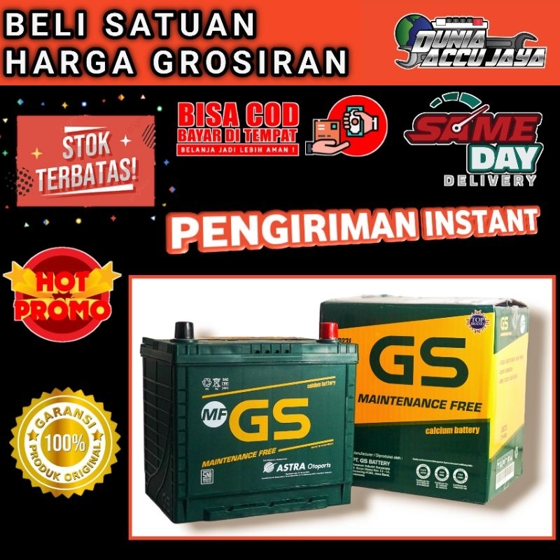 Aki mobil gs mf / kering astra ori 55d23L 12v 60ah Carens ELANTRA TRAJET  NEW SANTA FESPORTAGE ALL N