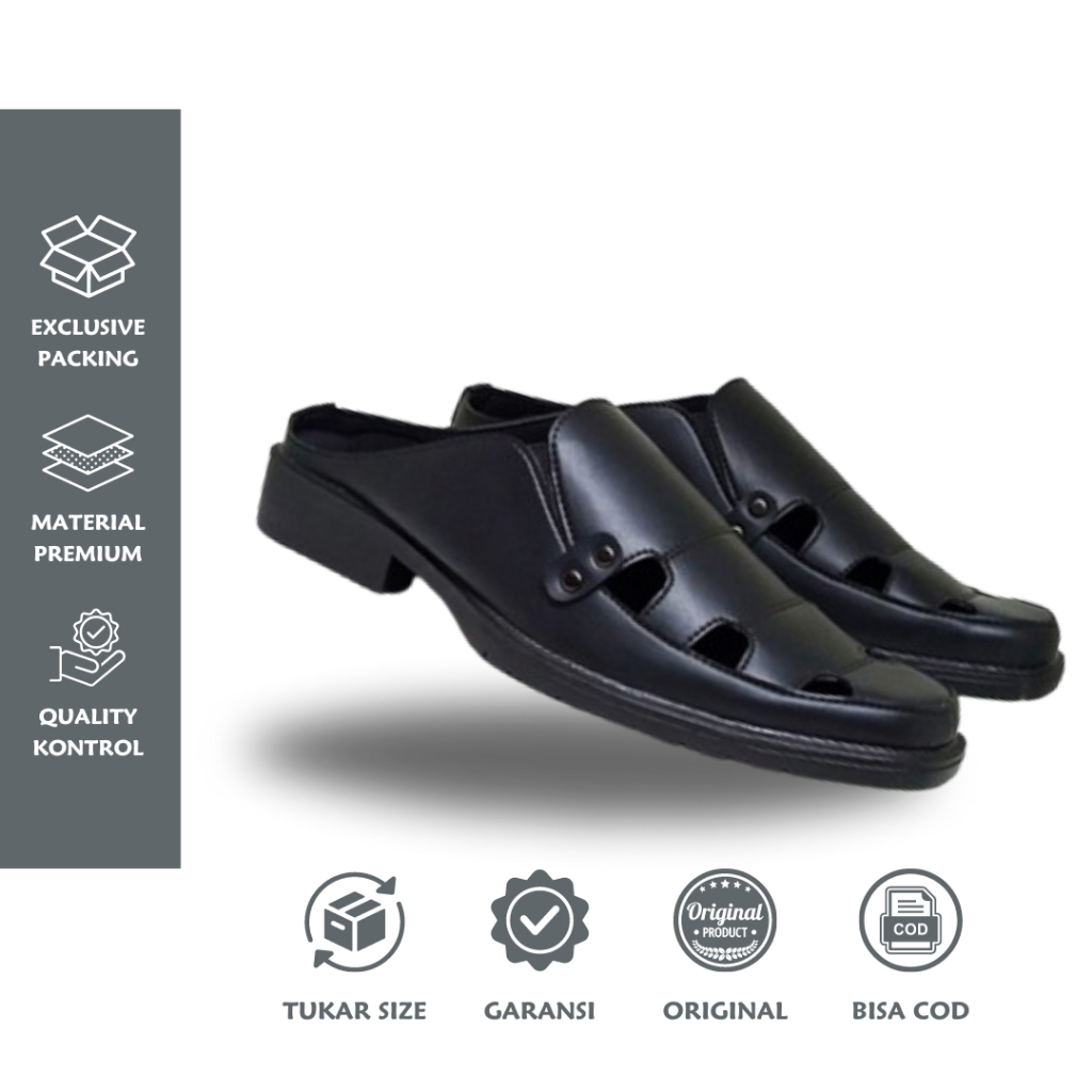 Sepatu Big Size 43-48 Bustong Pria Kulit Asli | Sepatu Model Slide Slip On Elegan - RAS Carol