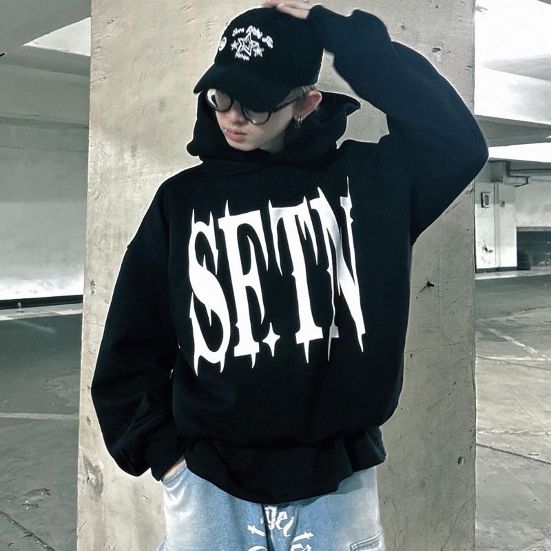 Satisfaction Hoodie Boxy 330GSM Noise Black_