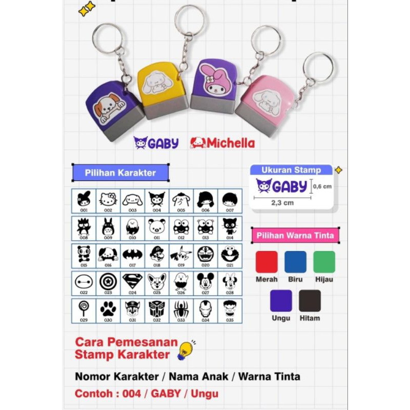 

Stamp Nama, Stempel nama anak Sanrio (PO 3 hari)