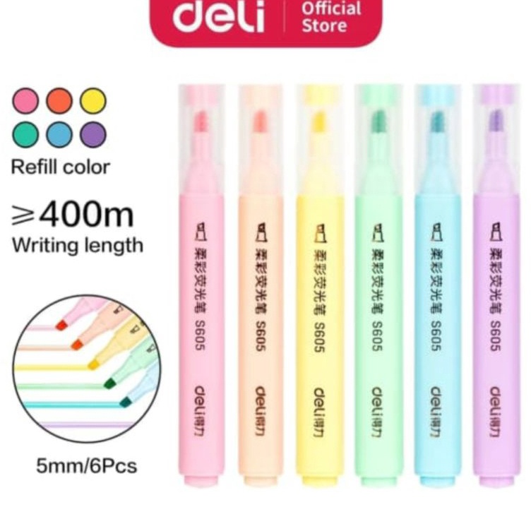 

KODE Q35O TOKOATK168 Deli Pen Highlighter Macaroon 6 Pcs Warna S65
