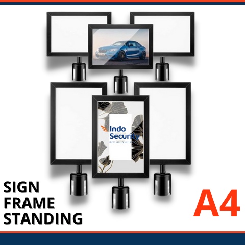 

KODE M27Z Sign Frame A4 Potrait Landscape Stainless High Quality Papan Tiang Antrian