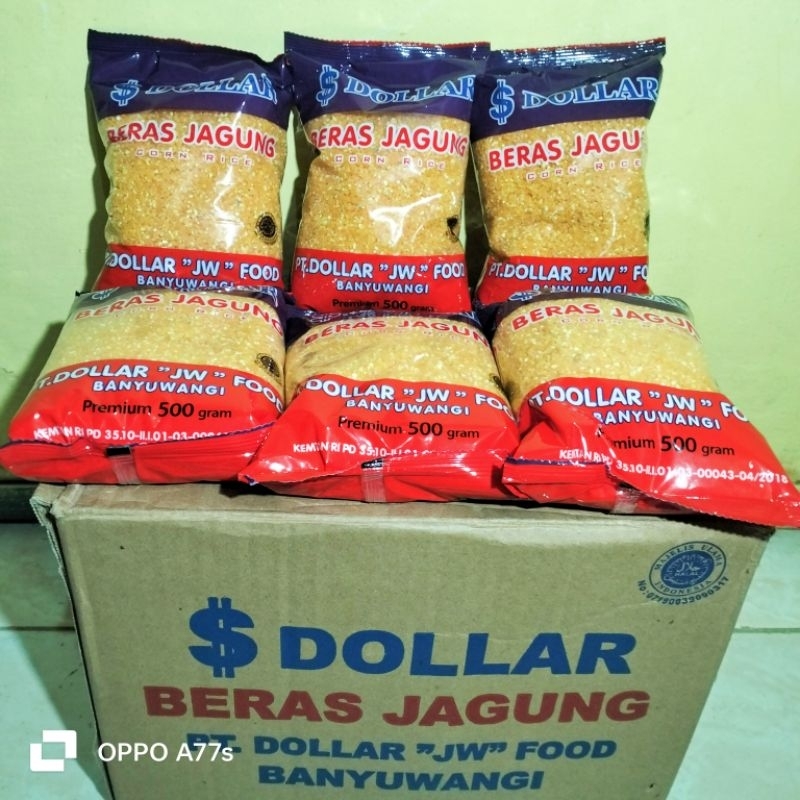 

satu dus isi 20 pcs beras jagung dollar - 10 kg beras jagung dollar