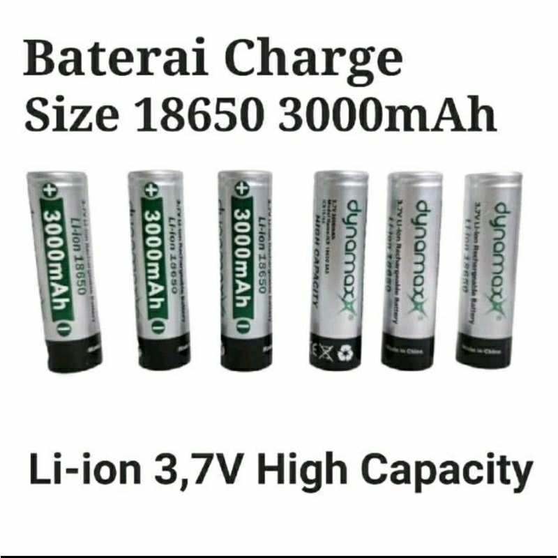 Baterai CAS 18650 LITHIUM DYNAMAX 3.7 VOLT 3000mAh Li-ion Rechargeable Battery bisa cas