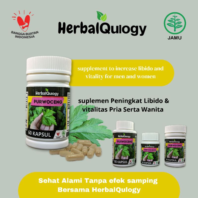 HerbalQulogy - PURWOCENG Isi 60 & 100 Kapsul Murni Alami 100% Asli Tunggal Original 30 kapsul porwoc