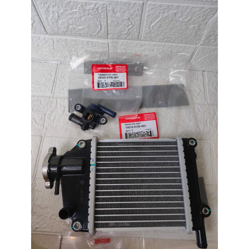 Paket Radiator(KVB)+Air Radiator+Termostat+Selang Radiator Buat motor Vario Karbu, vario 110 karbu,