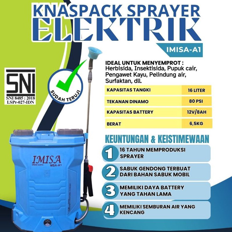 KODE U28K SPRAYER ELEKTRIK MSA16 LITER Alat Semprot Tanaman Pertanian