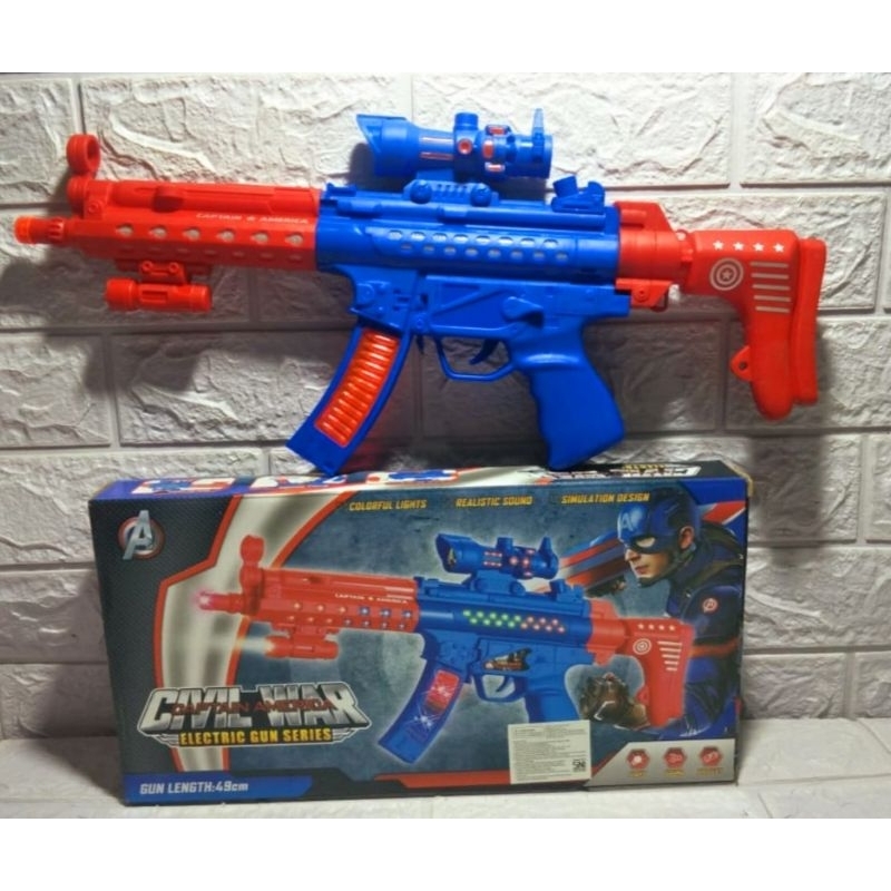 (DOS) MAINAN PISTOL KAPTEN AMERIKA SUARA PISTOL MAINAN