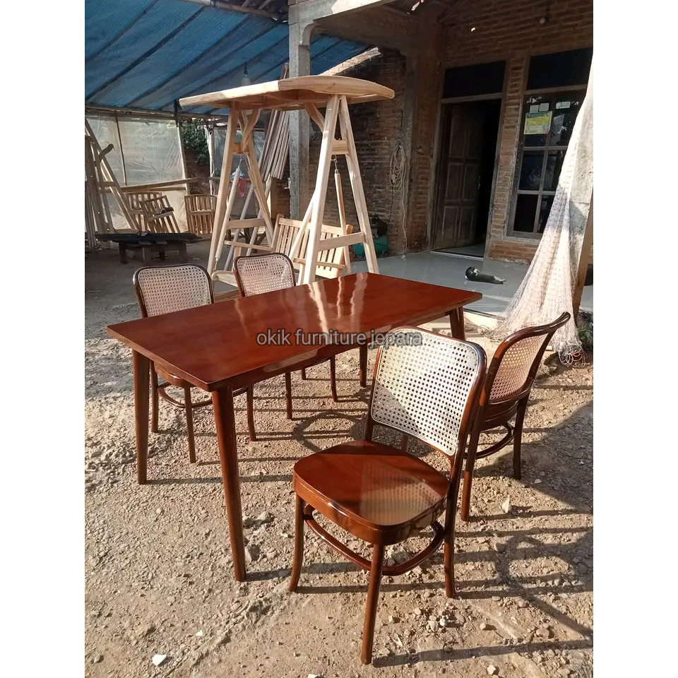 meja+makan+minimalis+jati+rotan+4kursi
