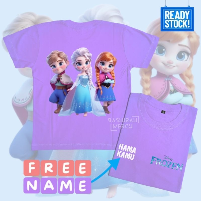 Kaos Anak Perempuan Frozen / Kaos Disnep Frozen Anak / Kaos Lengan Pendek Anak