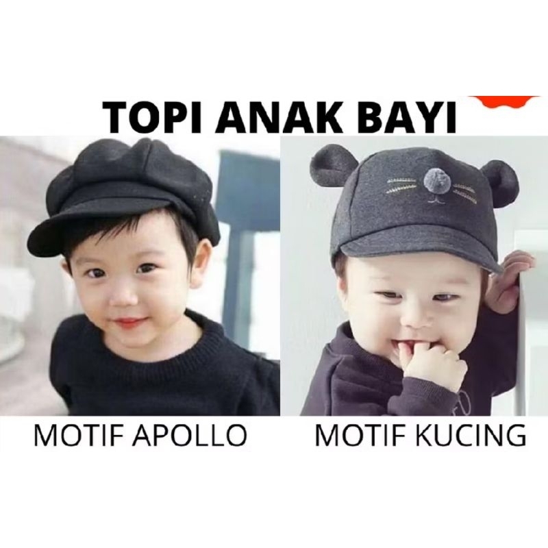 Topi pad telinga kucing anak bayi halus