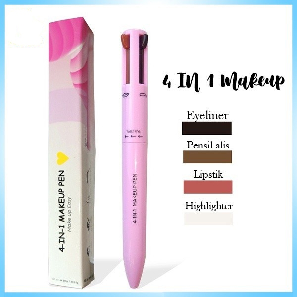 4IN1 Make Up Pen Touch Up Pen Makeup Eyeliner/Brow Liner/Lip Liner dan Highlighter Tahan Lama