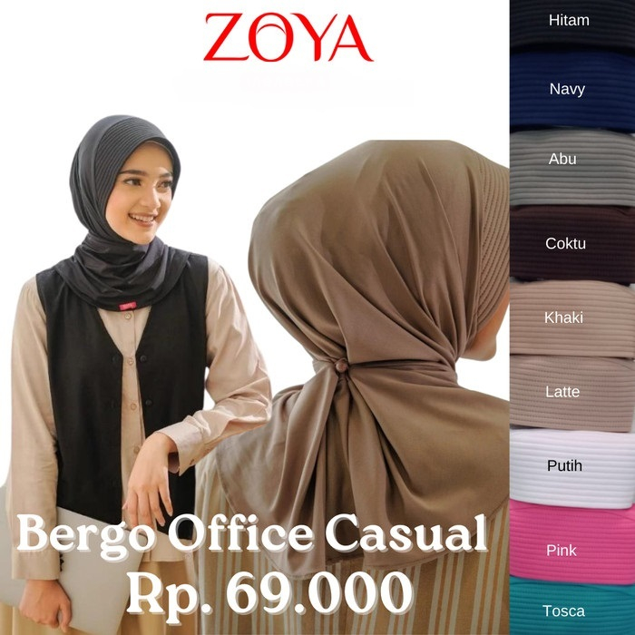 Zoya -  Office Kerudung Jilbab Bergo Instan Sport Casual Pad